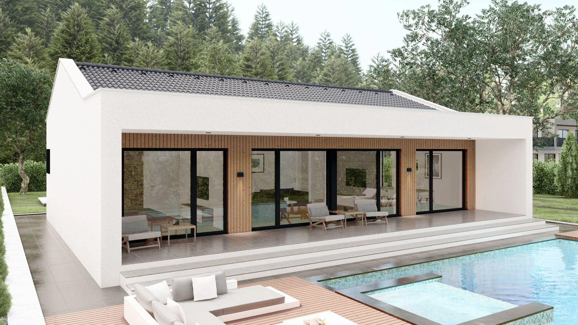Moderní dřevostavba typu Bellevue – pohled 2