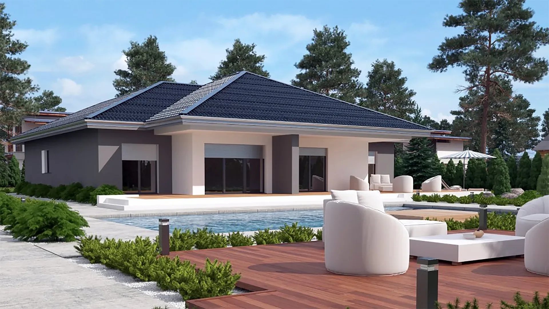 Moderní dřevostavba typu Ecomode – pohled 2