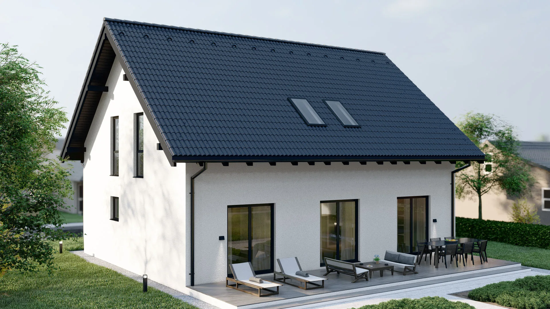 Moderní dřevostavba typu Highfield – pohled 3